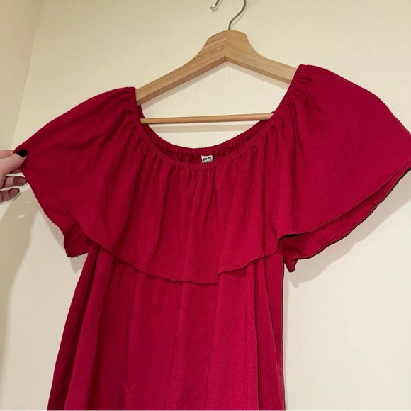 Women’s Uniqlo Brand Red Off the Shoulder Flowy Soft Lightweight T-Shirt Size: L - Picture 7 of 13